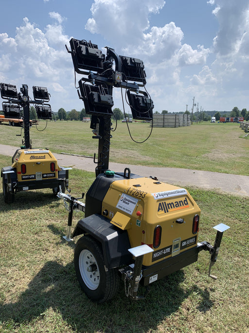 2021 Allmand NLV3GR (4) LED Light Fixture 350W, 23' Vertical Mast, 3kW Prime, Towable, Deep Sea L401, Leveling Jacks, Yanmar T4F 5.8hp