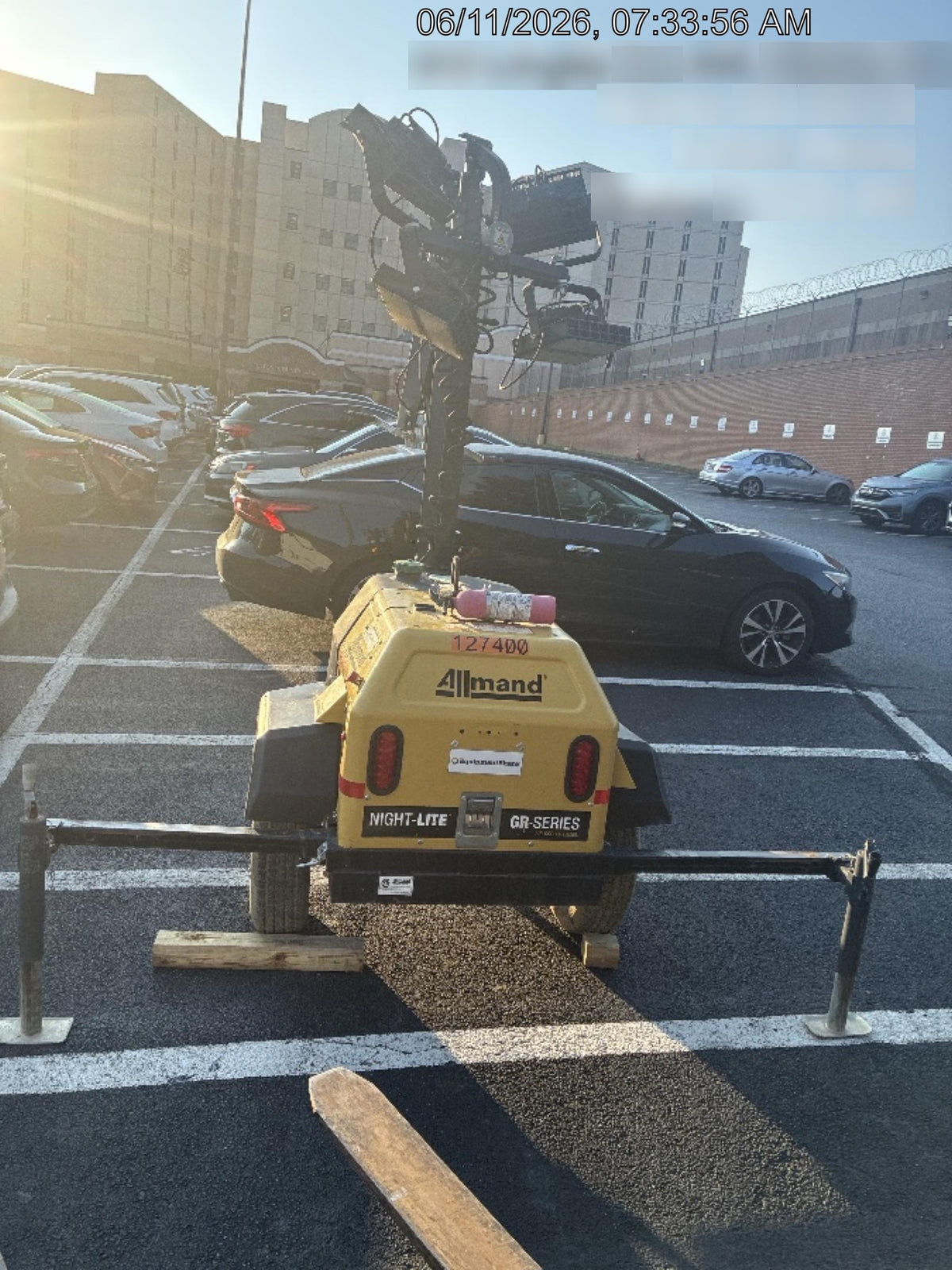 2021 Allmand NLV3GR (4) LED Light Fixture 350W, 23' Vertical Mast, 3kW Prime, Towable, Deep Sea L401, Leveling Jacks, Yanmar T4F 5.8hp
