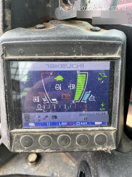 2019 Takeuchi TL12V2C ROPS/FOPS Cab, Heat/AC, Defroster, Rubber Tracks, Back-up Alarm, Front & Rear Working Lights, Auxiliary Hydraulics, Two-Speed Travel, Electronic Monitoring System, Hydraulic Universal Quick Hitch w/80" HD Smooth Dirt Bucket with Bolt-on Edge, 24.0 cu ft. Capacity