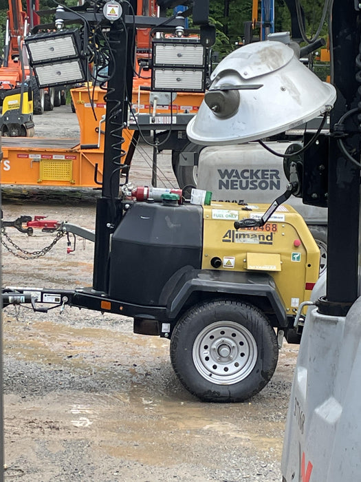 2022 Allmand NLV3GR (4) LED Light Fixture 350W, 23' Vertical Mast, 3kW Prime, Towable, Deep Sea L401, Leveling Jacks, Yanmar T4F 5.8hp