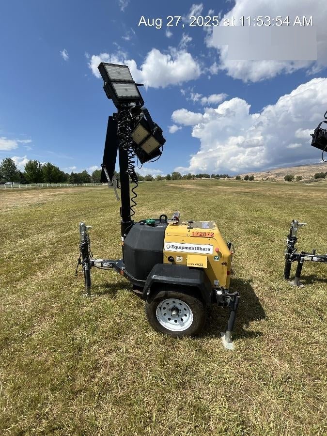 2021 Allmand NLV3GR (4) LED Light Fixture 350W, 23' Vertical Mast, 3kW Prime, Towable, Deep Sea L401, Leveling Jacks, Yanmar T4F 5.8hp