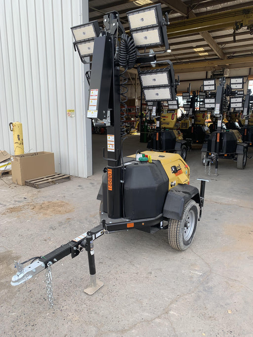 Allmand NLV3GR (4) LED Light Fixture 350W, 23' Vertical Mast, 3kW Prime, Towable, Deep Sea L401, Leveling Jacks, Yanmar T4F 5.8hp