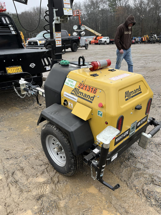 2022 Allmand NLV3GR (4) LED Light Fixture 350W, 23' Vertical Mast, 3kW Prime, Towable, Deep Sea L401, Leveling Jacks, Yanmar T4F 5.8hp