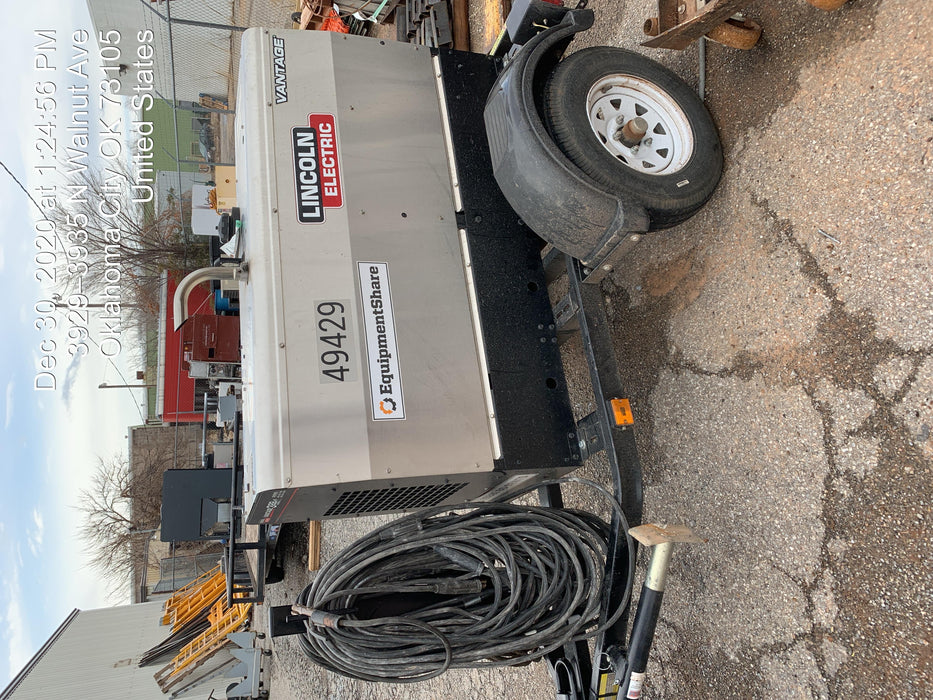 2019 Lincoln Electric Vantage 322 Ready-Pak 3, Two Wheel Trailer, Fender and Light Kit, Cable Rack