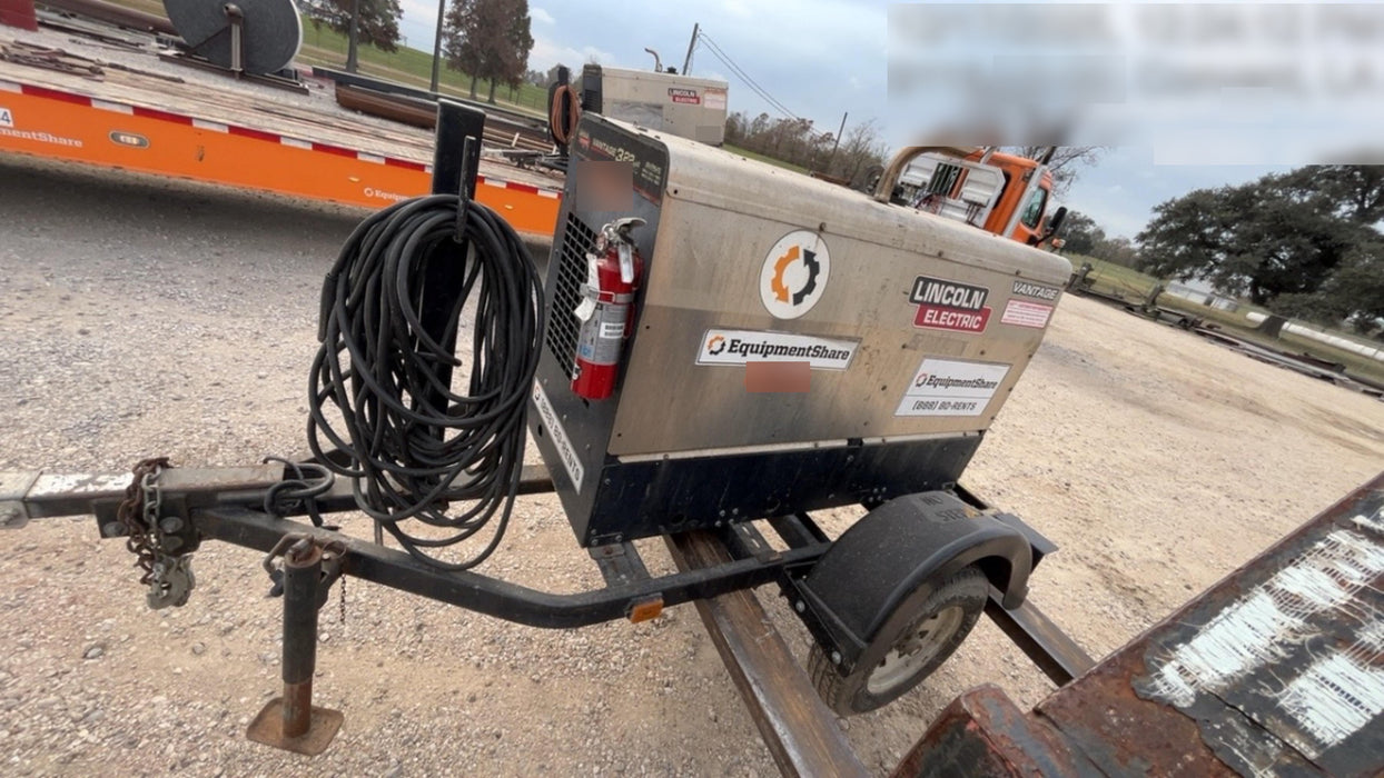 2019 Lincoln Electric Vantage 322 Welder Ready-Pak 3, Two wheel trailer, Fender and Light kit, Cable Rack
