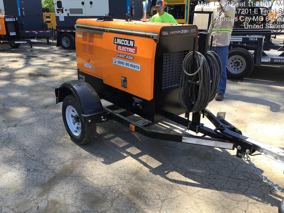 2021 Lincoln Electric Vantage 322 Vantage 322 Ready Pak 3 w/ Decals, ORANGE (includes trailer, cable rack, fender light kit) NO Telematics