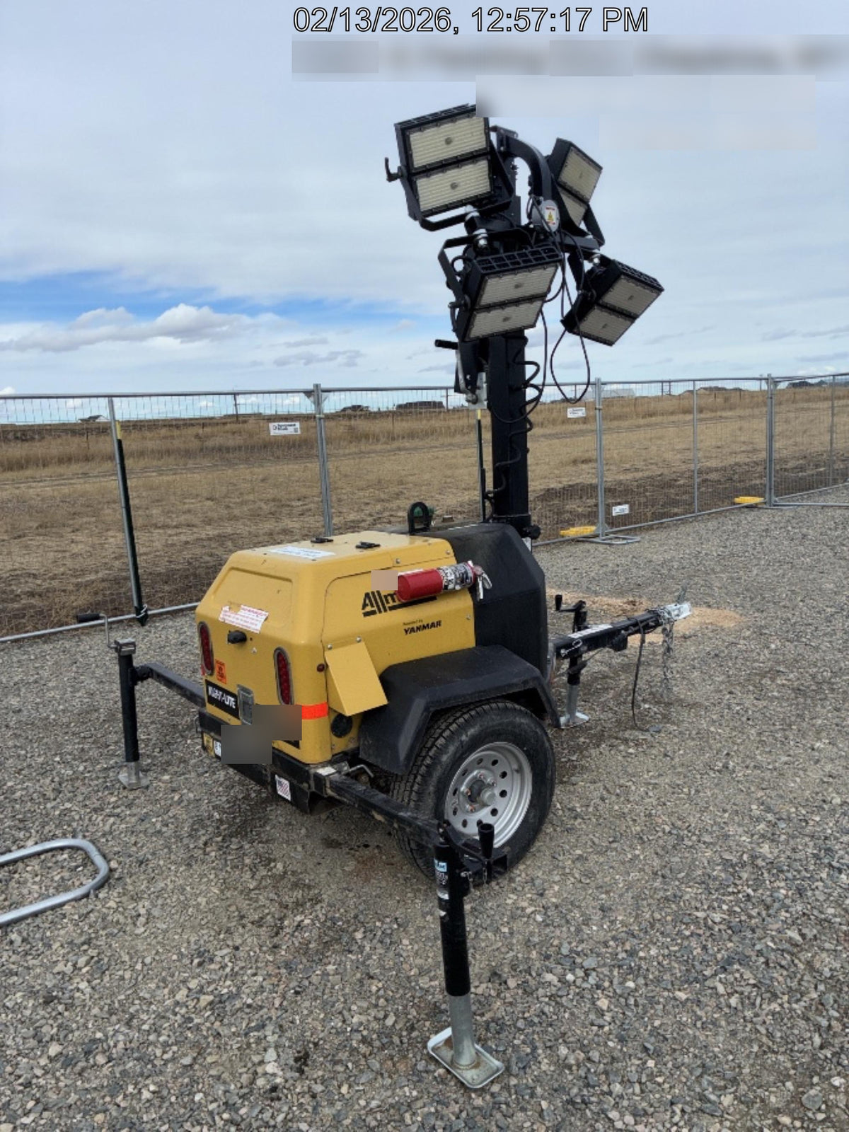 2022 Allmand NLV3GR (4) LED Light Fixture 350W, 23' Vertical Mast, 3kW Prime, Towable, ES Decals, T3