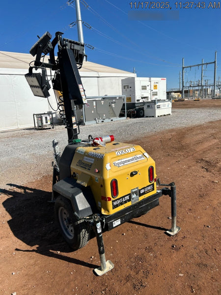 2022 Allmand NLV3GR (4) LED Light Fixture 350W, 23' Vertical Mast, 3kW Prime, Towable, Deep Sea L401, Leveling Jacks, Yanmar T4F 5.8hp