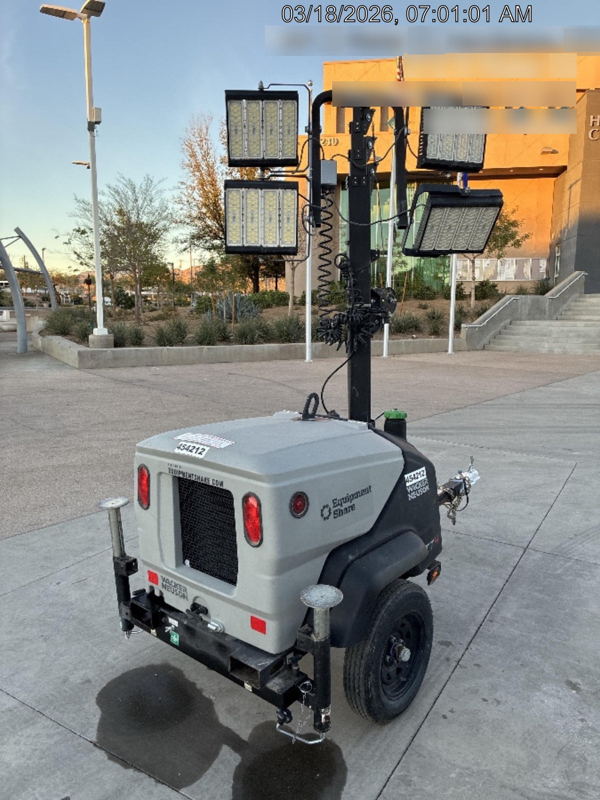 2024 Wacker Neuson LTT4 Diesel, Kohler KDW702, Deep Sea Controller, Auto Start, LED 320W, Bypass Outlet, T3