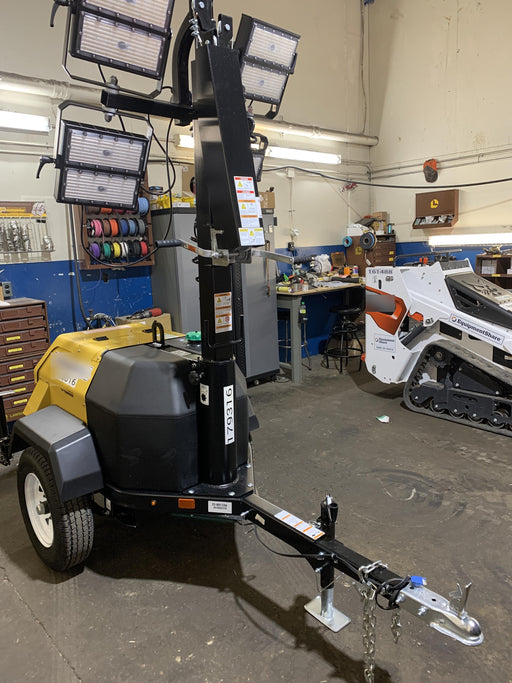 Allmand NLV3GR (4) LED Light Fixture 350W, 23' Vertical Mast, 3kW Prime, Towable, Deep Sea L401, Leveling Jacks, Yanmar T4F 5.8hp