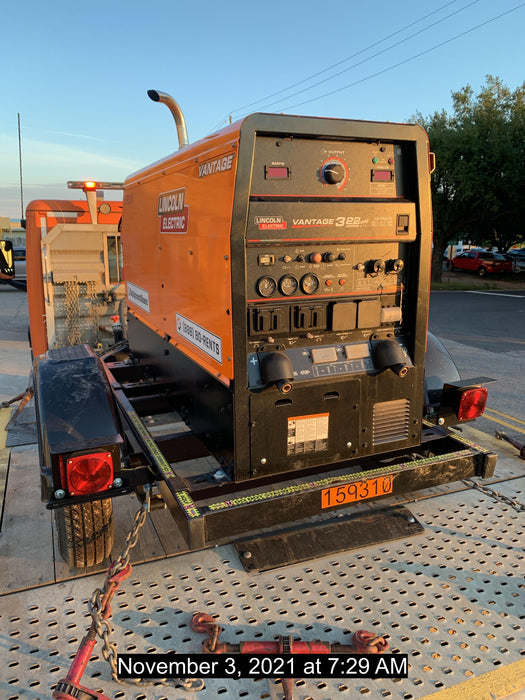 2021 Lincoln Electric Vantage 322 Vantage 322 Ready Pak 3 w/ Decals, ORANGE (includes trailer, cable rack, fender light kit) NO Telematics