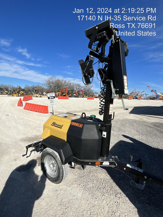 2022 Allmand NLV3GR (4) LED Light Fixture 350W, 23' Vertical Mast, 3kW Prime, Towable, Deep Sea L401, Leveling Jacks, Yanmar T4F 5.8hp