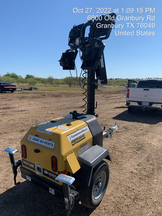 2022 Allmand NLV3GR (4) LED Light Fixture 350W, 23' Vertical Mast, 3kW Prime, Towable, ES Decals, T3