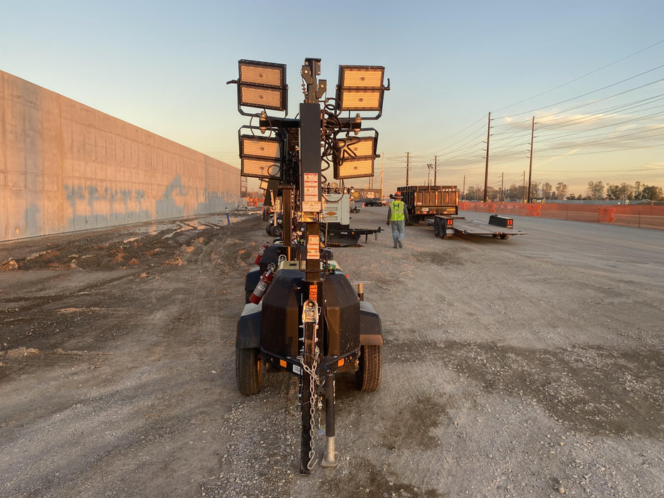 2022 Allmand NLV3GR (4) LED Light Fixture 350W, 23' Vertical Mast, 3kW Prime, Towable, Deep Sea L401, Leveling Jacks, Yanmar T4F 5.8hp