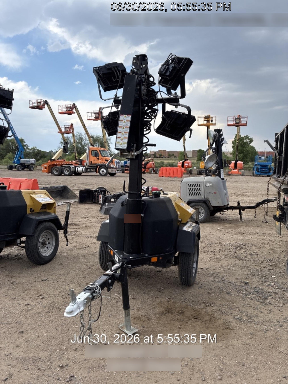 2022 Allmand NLV3GR (4) LED Light Fixture 350W, 23' Vertical Mast, 3kW Prime, Towable, ES Decals, T3