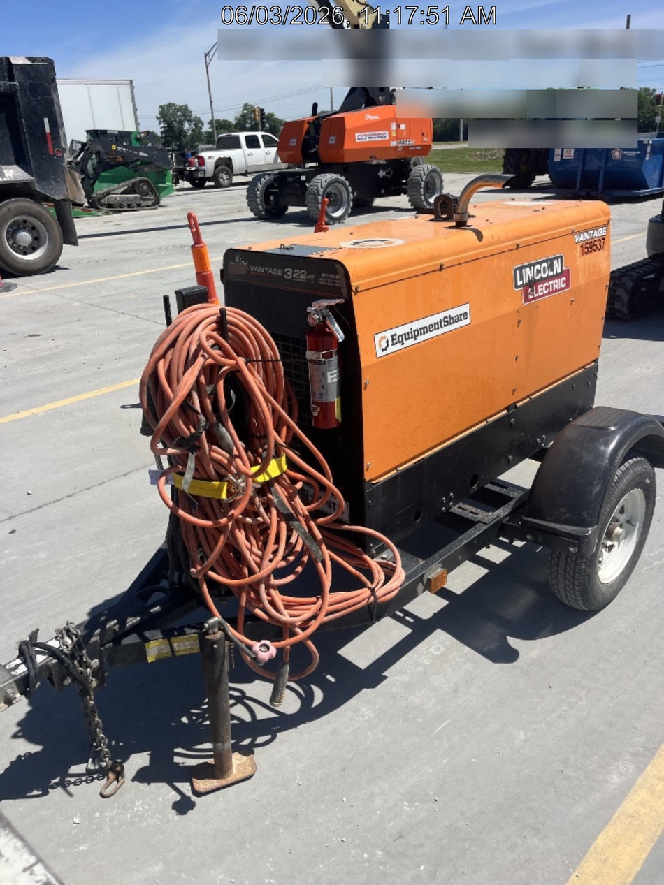 2021 Lincoln Electric Vantage 322 Vantage 322 Ready Pak 3 w/ Decals, ORANGE (includes trailer, cable rack, fender light kit) NO Telematics