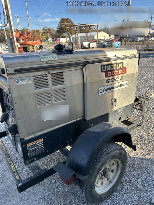 2019 Lincoln Electric Vantage 322 Welder Ready-Pak 3, Two wheel trailer, Fender and Light kit, Cable Rack