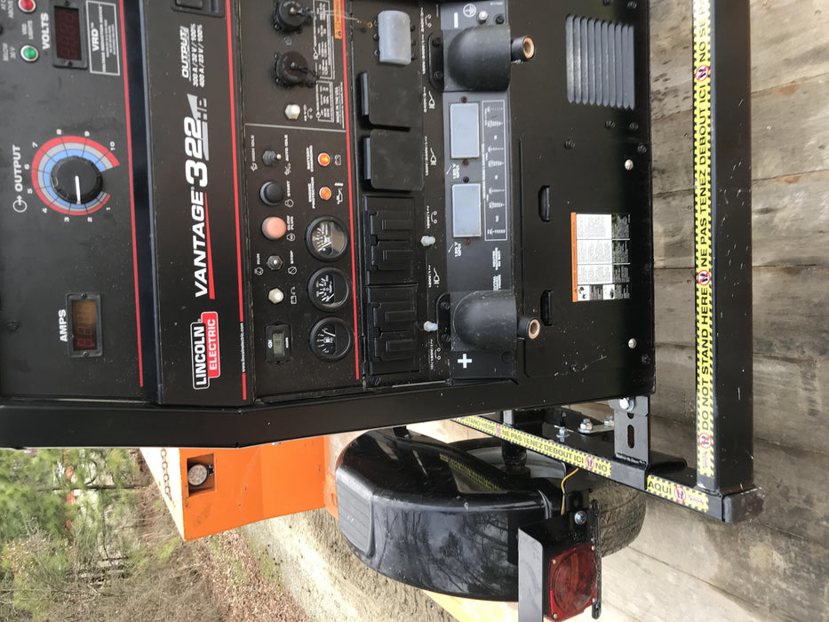 2019 Lincoln Electric Vantage 322 Welder Ready-Pak 3, Two wheel trailer, Fender and Light kit, Cable Rack