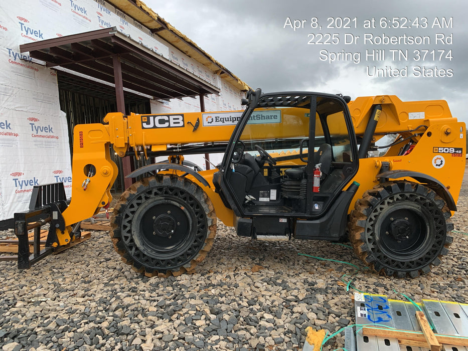 2020 JCB 509-42 Canopy, Solid Tires, Work Lights, Beacon, Aux Hydraulics, Back up Alarm, Lifting Eye, ES Decals