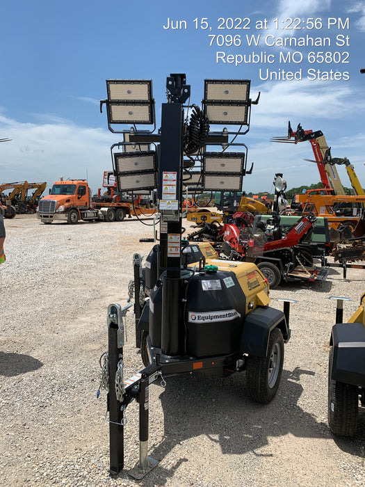 2022 Allmand NLV3GR (4) LED Light Fixture 350W, 23' Vertical Mast, 3kW Prime, Towable, Deep Sea L401, Leveling Jacks, Yanmar T4F 5.8hp