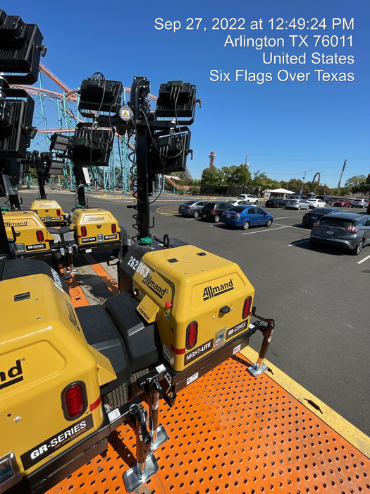 2022 Allmand NLV3GR (4) LED Light Fixture 350W, 23' Vertical Mast, 3kW Prime, Towable, ES Decals, T3