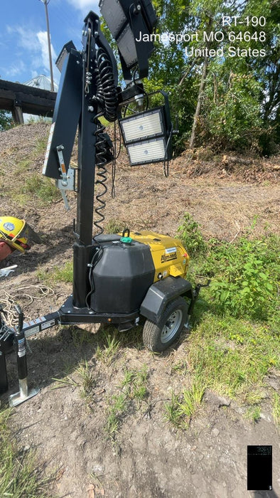 2022 Allmand NLV3GR (4) LED Light Fixture 350W, 23' Vertical Mast, 3kW Prime, Towable, Deep Sea L401, Leveling Jacks, Yanmar T4F 5.8hp