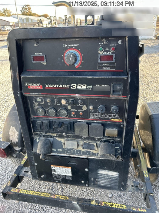 2019 Lincoln Electric Vantage 322 Welder Ready-Pak 3, Two wheel trailer, Fender and Light kit, Cable Rack