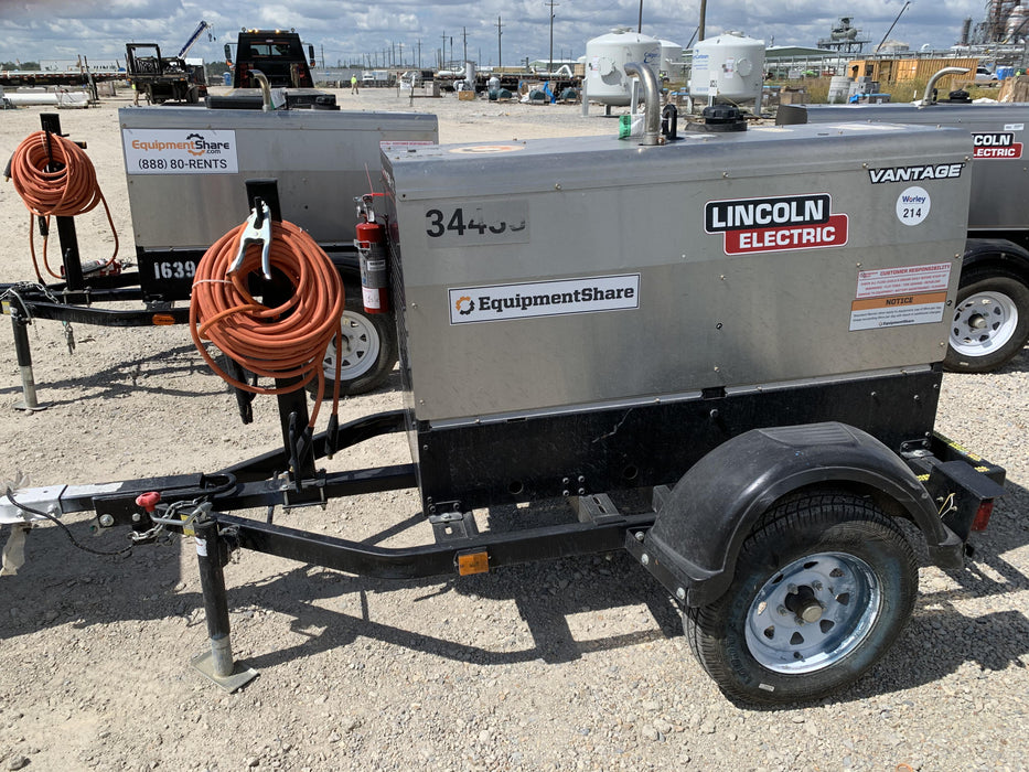 2019 Lincoln Electric Vantage 322 Welder Ready-Pak 3, Two wheel trailer, Fender and Light kit, Cable Rack