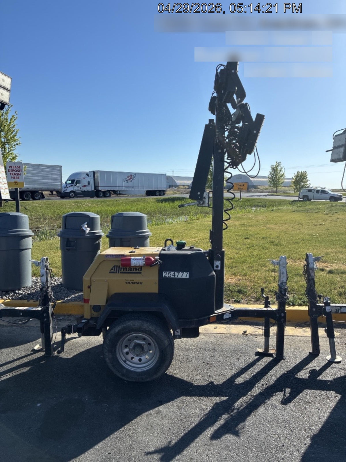 2022 Allmand NLV3GR (4) LED Light Fixture 350W, 23' Vertical Mast, 3kW Prime, Towable, ES Decals, T3
