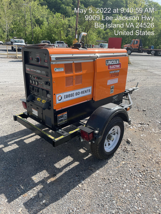 2021 Lincoln Electric Vantage 322 Vantage 322 Ready Pak 3 w/ Decals, ORANGE (includes trailer, cable rack, fender light kit) NO Telematics