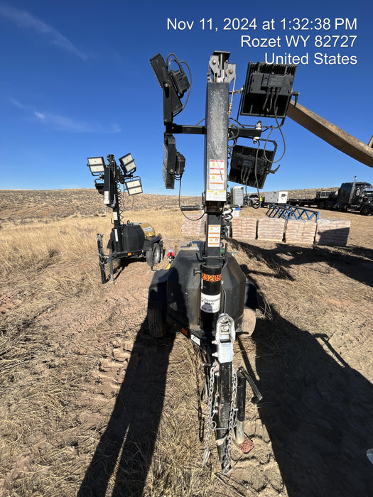 2022 Allmand NLV3GR (4) LED Light Fixture 350W, 23' Vertical Mast, 3kW Prime, Towable, Deep Sea L401, Leveling Jacks, Yanmar T4F 5.8hp