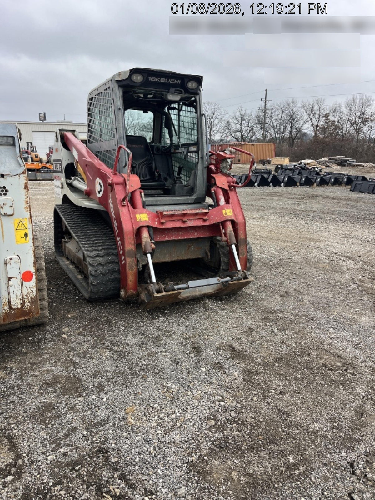 2019 Takeuchi TL12R-2 Cab/Heat/Air w/Auxiliary Hydraulics, 2 Speed, Hydraulic QC 80" Smooth Bucket, 48" Pallet Forks