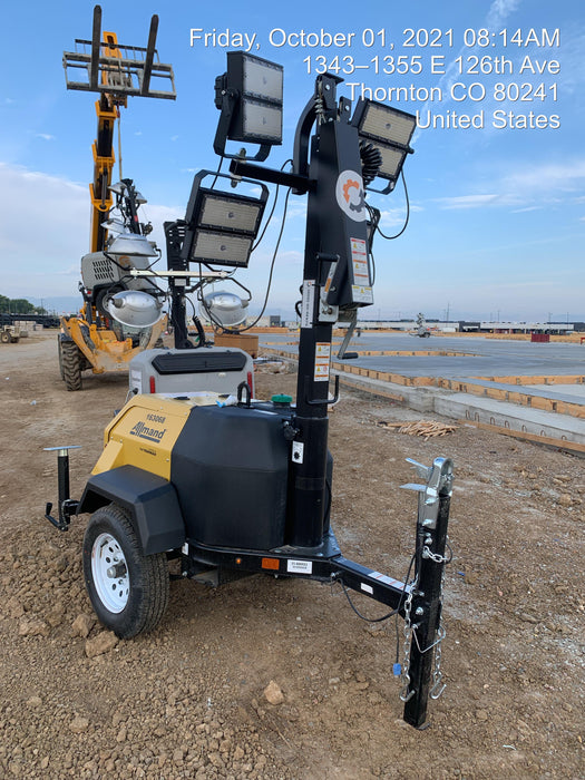 2021 Allmand NLV3GR (4) LED Light Fixture 350W, 23' Vertical Mast, 3kW Prime, Towable, Deep Sea L401, Leveling Jacks, Yanmar T4F 5.8hp