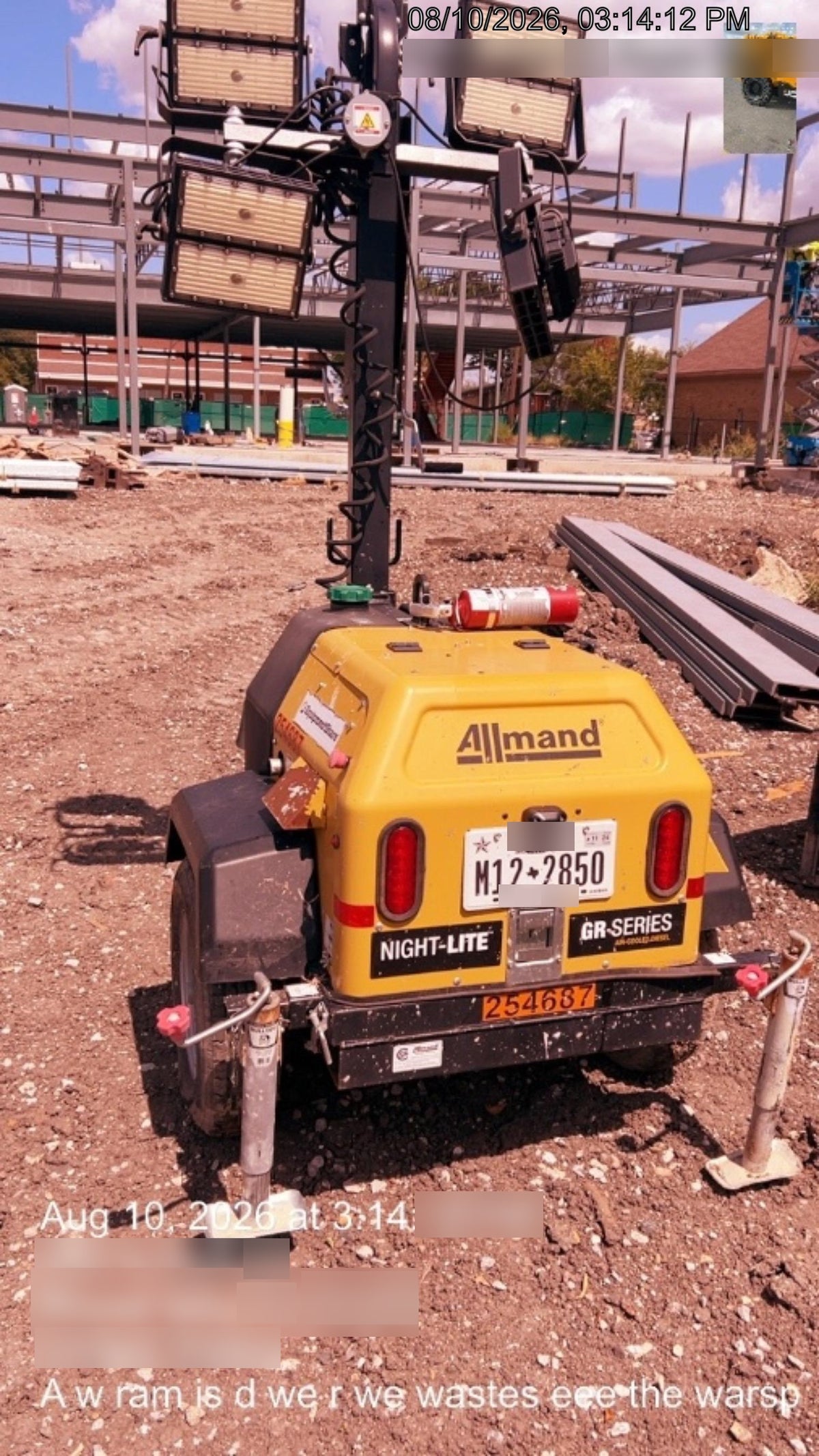 2022 Allmand NLV3GR (4) LED Light Fixture 350W, 23' Vertical Mast, 3kW Prime, Towable, ES Decals, T3