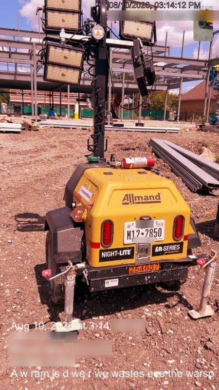 2022 Allmand NLV3GR (4) LED Light Fixture 350W, 23' Vertical Mast, 3kW Prime, Towable, ES Decals, T3