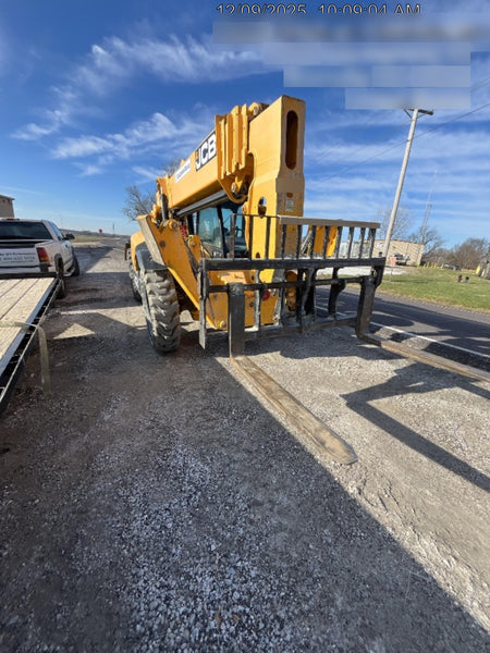 2019 JCB 510-56 Enclosed Cab, 74 HP, Solid Tires, Worklights, Beacon, Aux Hydraulics, Lifting Eye w/66" Carriage/60" Forks