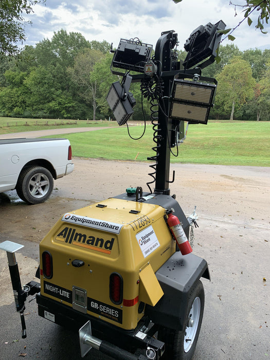 2021 Allmand NLV3GR (4) LED Light Fixture 350W, 23' Vertical Mast, 3kW Prime, Towable, Deep Sea L401, Leveling Jacks, Yanmar T4F 5.8hp