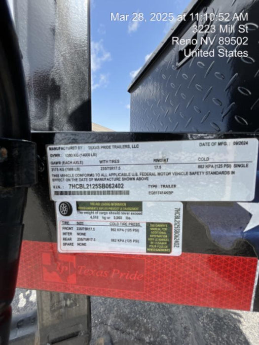 2025 TEXAS PRIDE TRAILERS 21' Lowboy Gravity Tilt Bed 14K Bumper Pull Trailer
