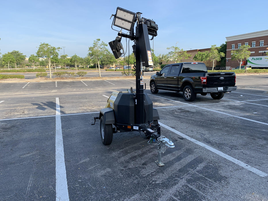 2022 Allmand NLV3GR (4) LED Light Fixture 350W, 23' Vertical Mast, 3kW Prime, Towable, Deep Sea L401, Leveling Jacks, Yanmar T4F 5.8hp