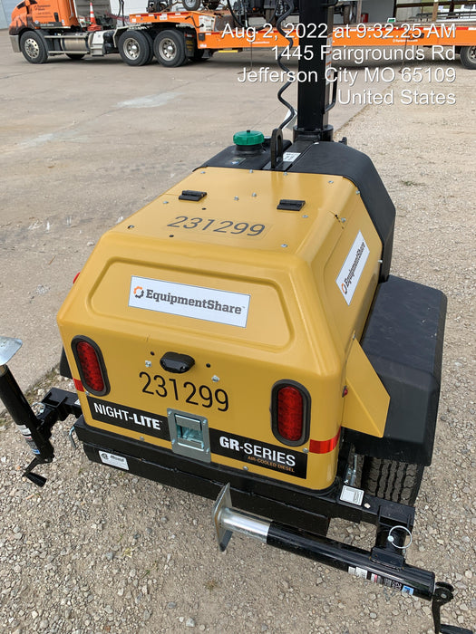 2022 Allmand NLV3GR (4) LED Light Fixture 350W, 23' Vertical Mast, 3kW Prime, Towable, Deep Sea L401, Leveling Jacks, Yanmar T4F 5.8hp