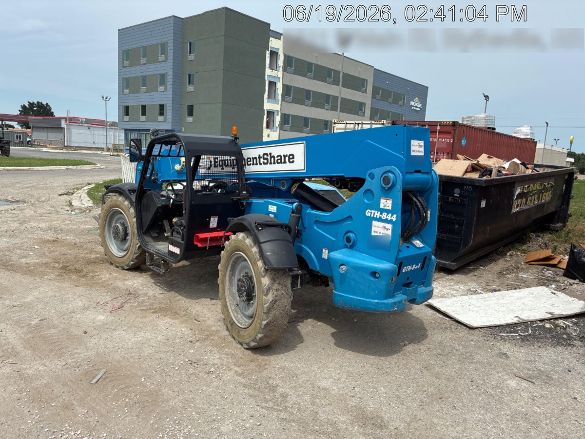 2019 Genie GTH-844 Canopy, Solid RT Tires, LED Work Lights, Beacon 60" QA Carriage, 48" Forks