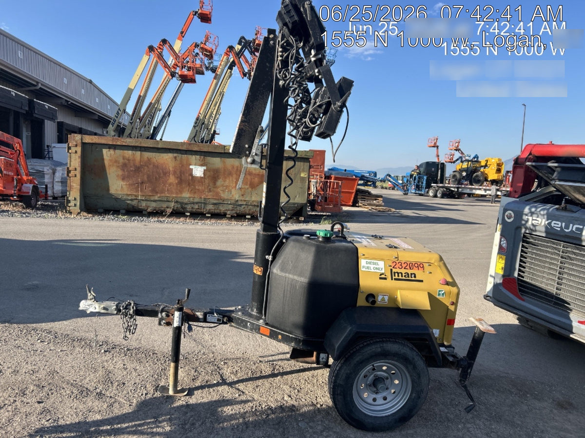 2022 Allmand NLV3GR (4) LED Light Fixture 350W, 23' Vertical Mast, 3kW Prime, Towable, Deep Sea L401, Leveling Jacks, Yanmar T4F 5.8hp
