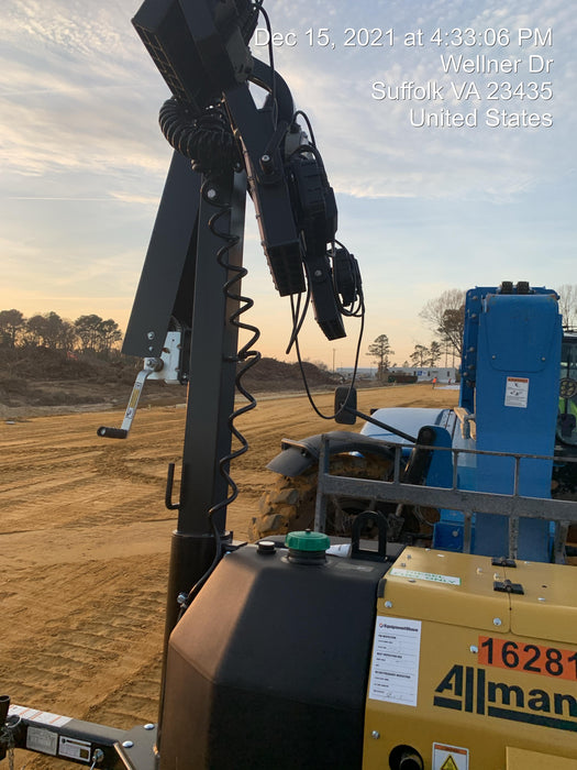 2021 Allmand NLV3GR (4) LED Light Fixture 350W, 23' Vertical Mast, 3kW Prime, Towable, Deep Sea L401, Leveling Jacks, Yanmar T4F 5.8hp