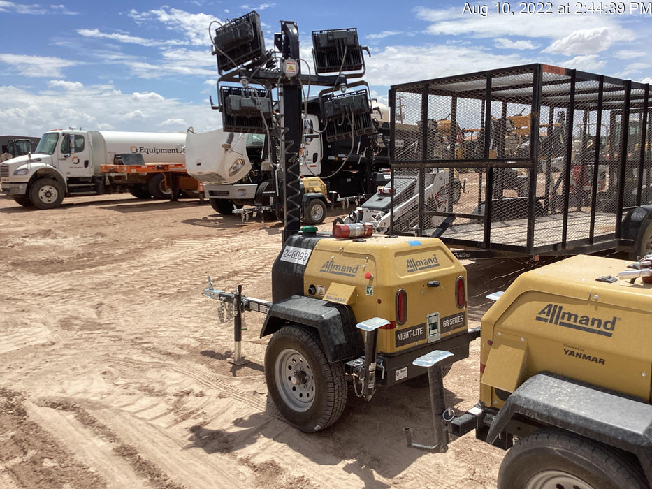 2022 Allmand NLV3GR (4) LED Light Fixture 350W, 23' Vertical Mast, 3kW Prime, Towable, ES Decals, T3