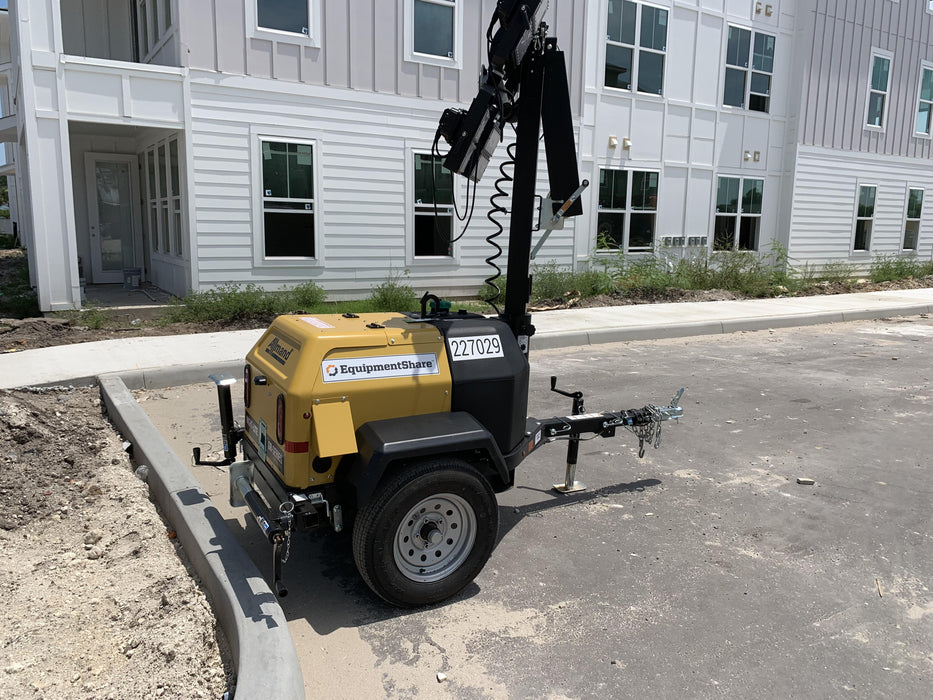 2022 Allmand NLV3GR (4) LED Light Fixture 350W, 23' Vertical Mast, 3kW Prime, Towable, Deep Sea L401, Leveling Jacks, Yanmar T4F 5.8hp