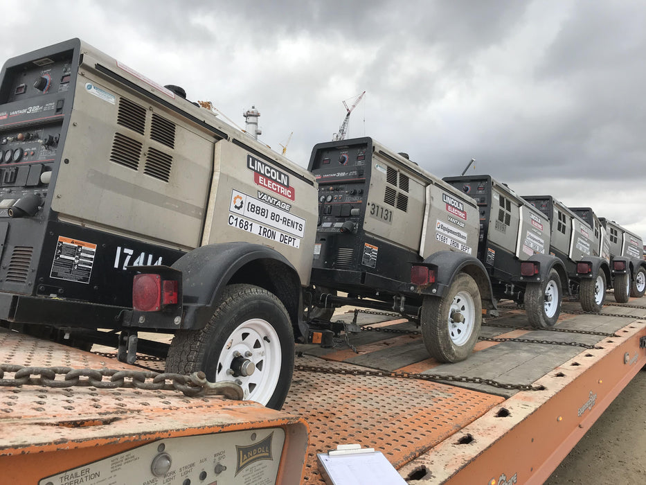 2019 Lincoln Electric Vantage 322 Welder Ready-Pak 3, Two wheel trailer, Fender and Light kit, Cable Rack