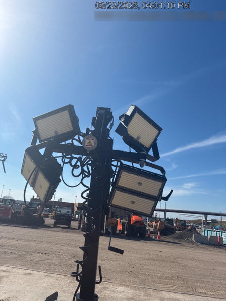 2022 Allmand NLV3GR (4) LED Light Fixture 350W, 23' Vertical Mast, 3kW Prime, Towable, Deep Sea L401, Leveling Jacks, Yanmar T4F 5.8hp