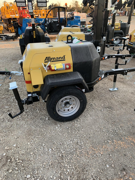 2022 Allmand NLV3GR (4) LED Light Fixture 350W, 23' Vertical Mast, 3kW Prime, Towable, Deep Sea L401, Leveling Jacks, Yanmar T4F 5.8hp