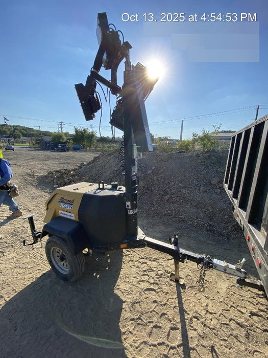 Allmand NLV3GR (4) LED Light Fixture 350W, 23' Vertical Mast, 3kW Prime, Towable, Deep Sea L401, Leveling Jacks, Yanmar T4F 5.8hp