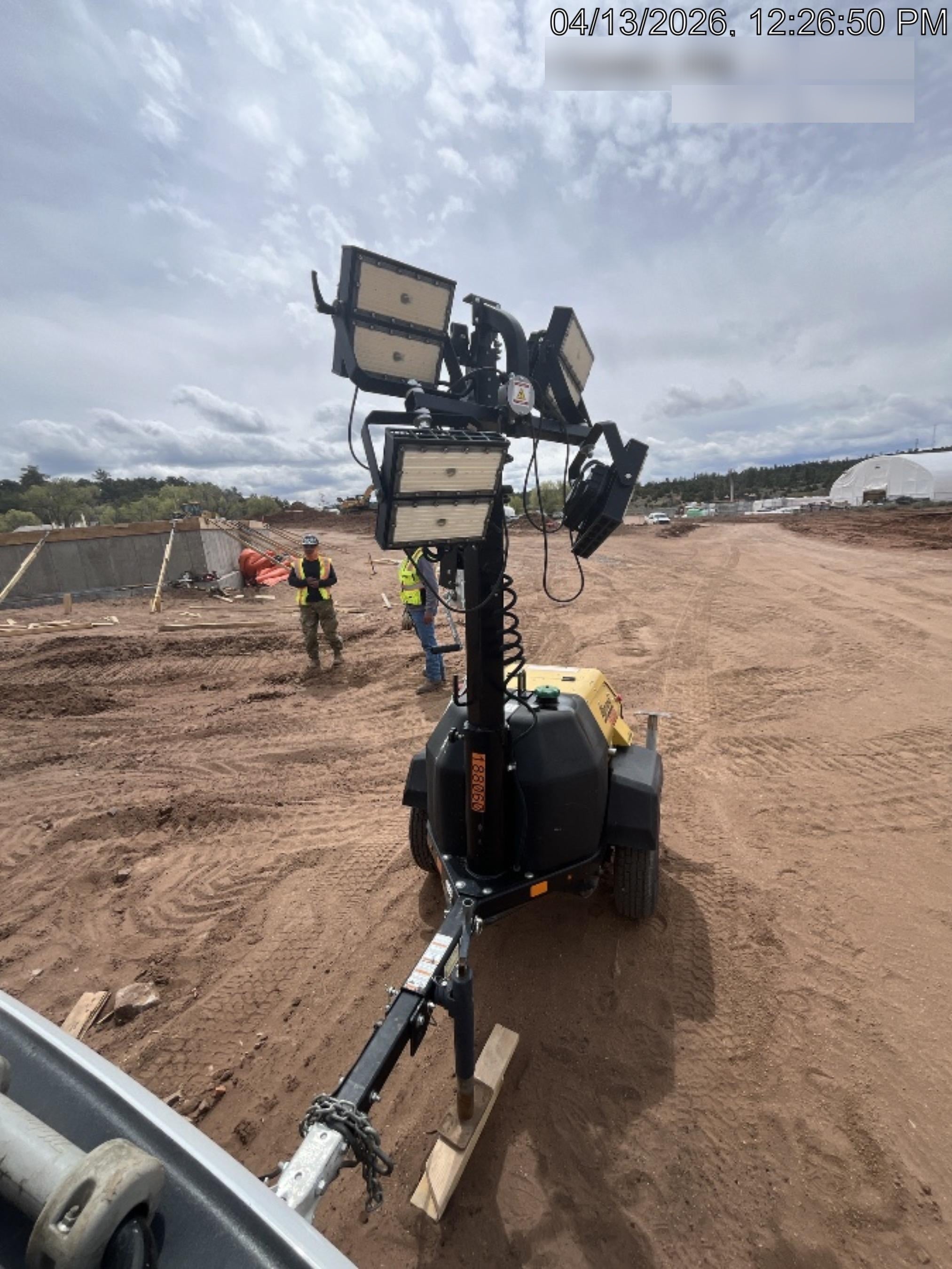 Allmand NLV3GR (4) LED Light Fixture 350W, 23' Vertical Mast, 3kW Prime, Towable, Deep Sea L401, Leveling Jacks, Yanmar T4F 5.8hp